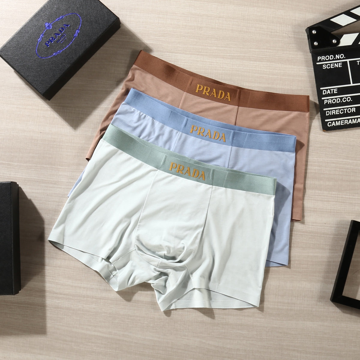 Prada Contrast Logo Waistbands Men's Boxer Briefs - 3-Piece Box
