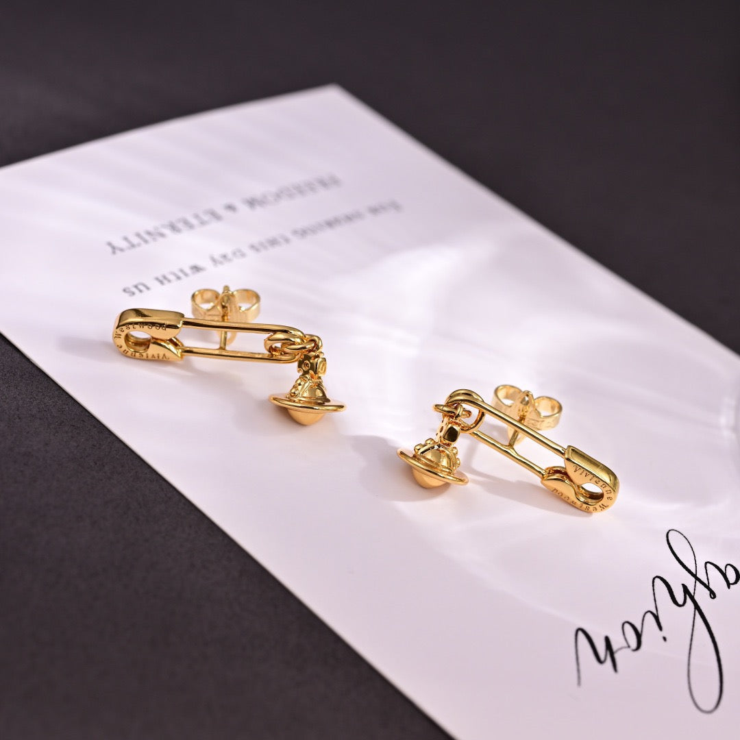 Orb Stud Earrings in Polished Metal-Tone – Design 002 front product view