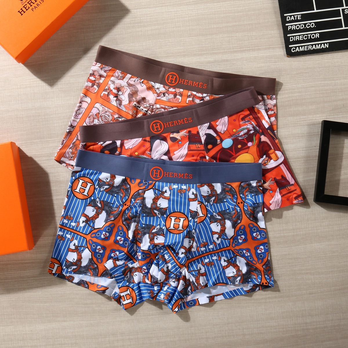 Hermes Graphic Patterns Men's Boxer Briefs - 3-Piece Box