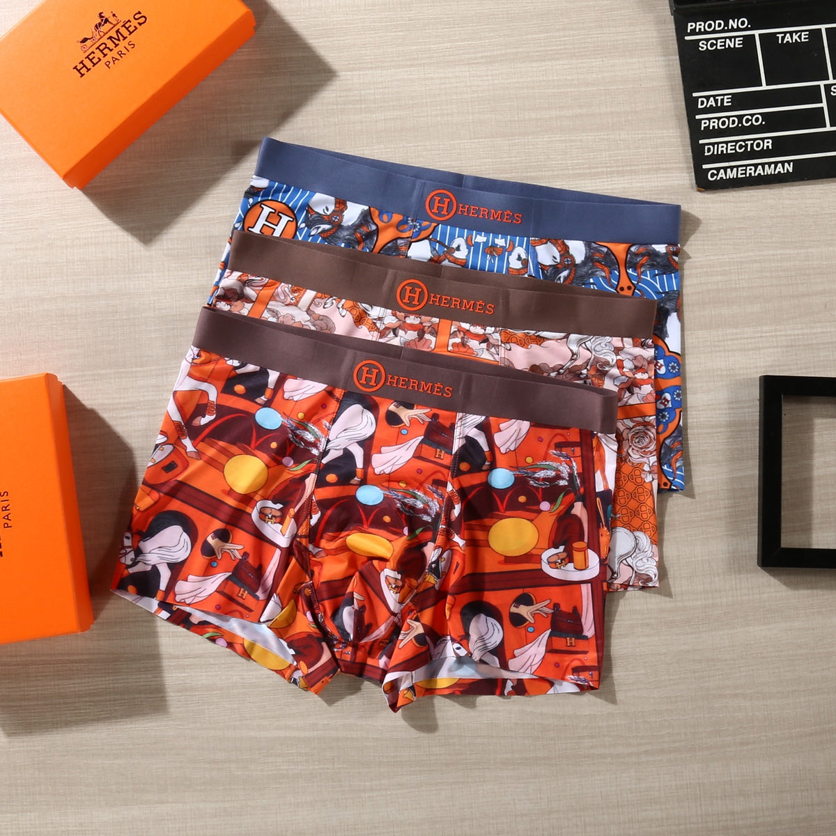 Hermes Graphic Patterns Men's Boxer Briefs - 3-Piece Box