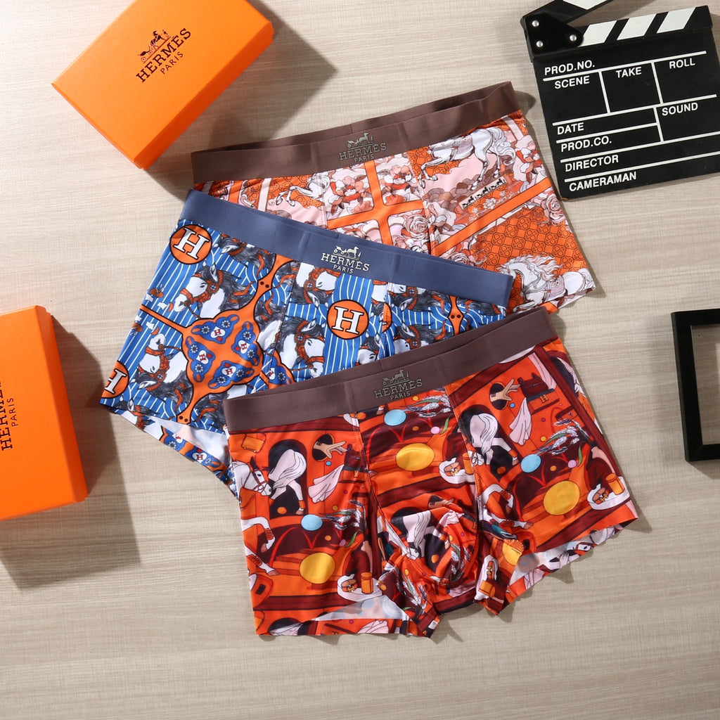 Hermes Graphic Patterns Men's Boxer Briefs - 3-Piece Box