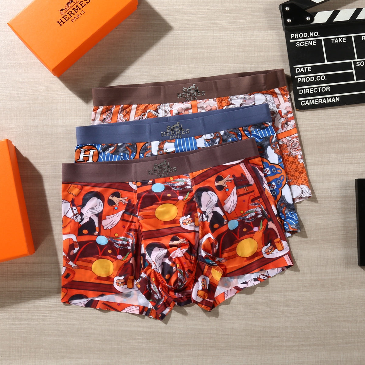 Hermes Graphic Patterns Men's Boxer Briefs - 3-Piece Box