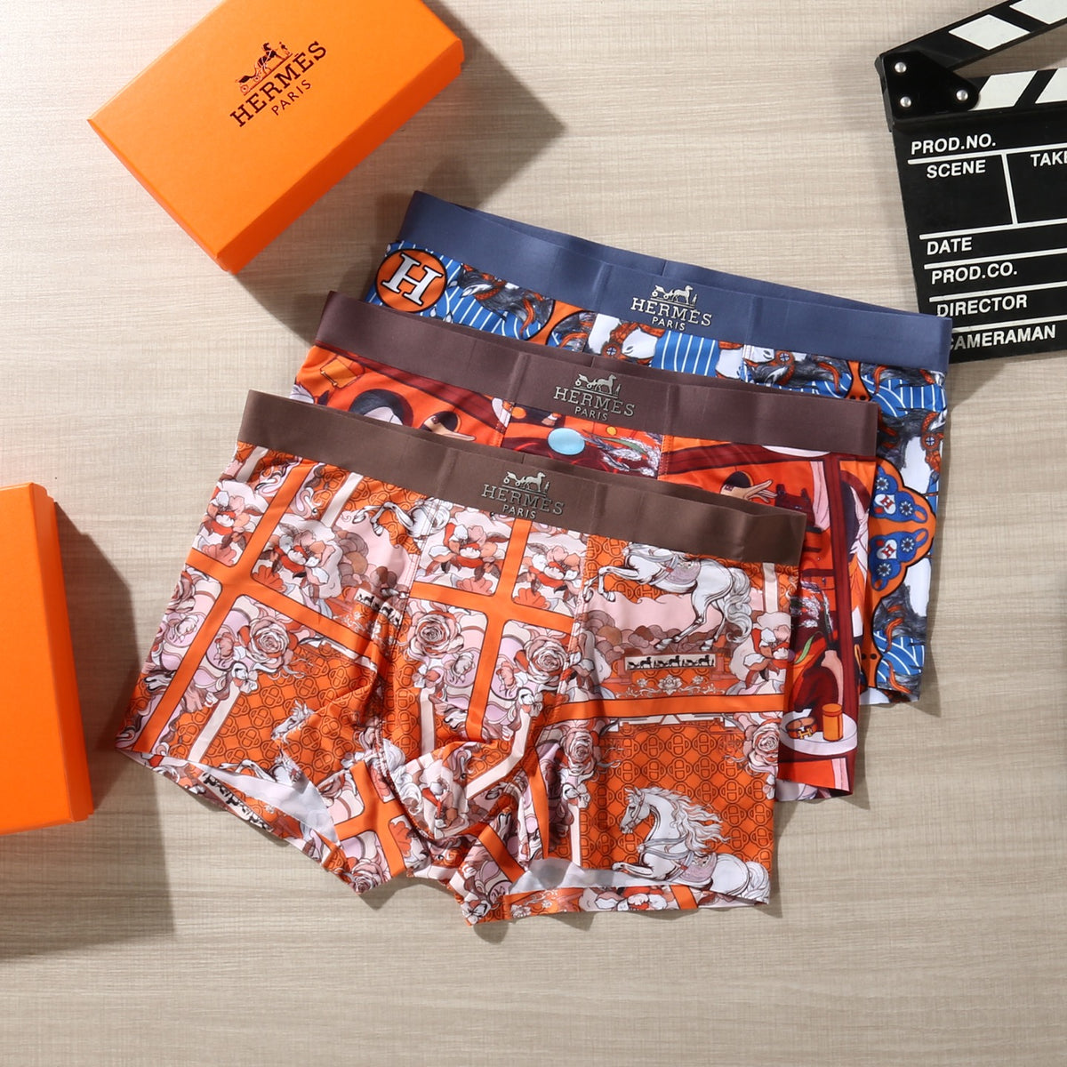 Hermes Graphic Patterns Men's Boxer Briefs - 3-Piece Box