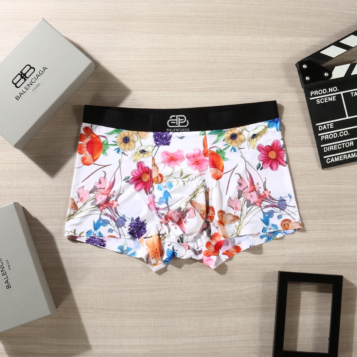Balenciaga Colourful Floral Graphics Men's Boxer Briefs - 3-Piece Box