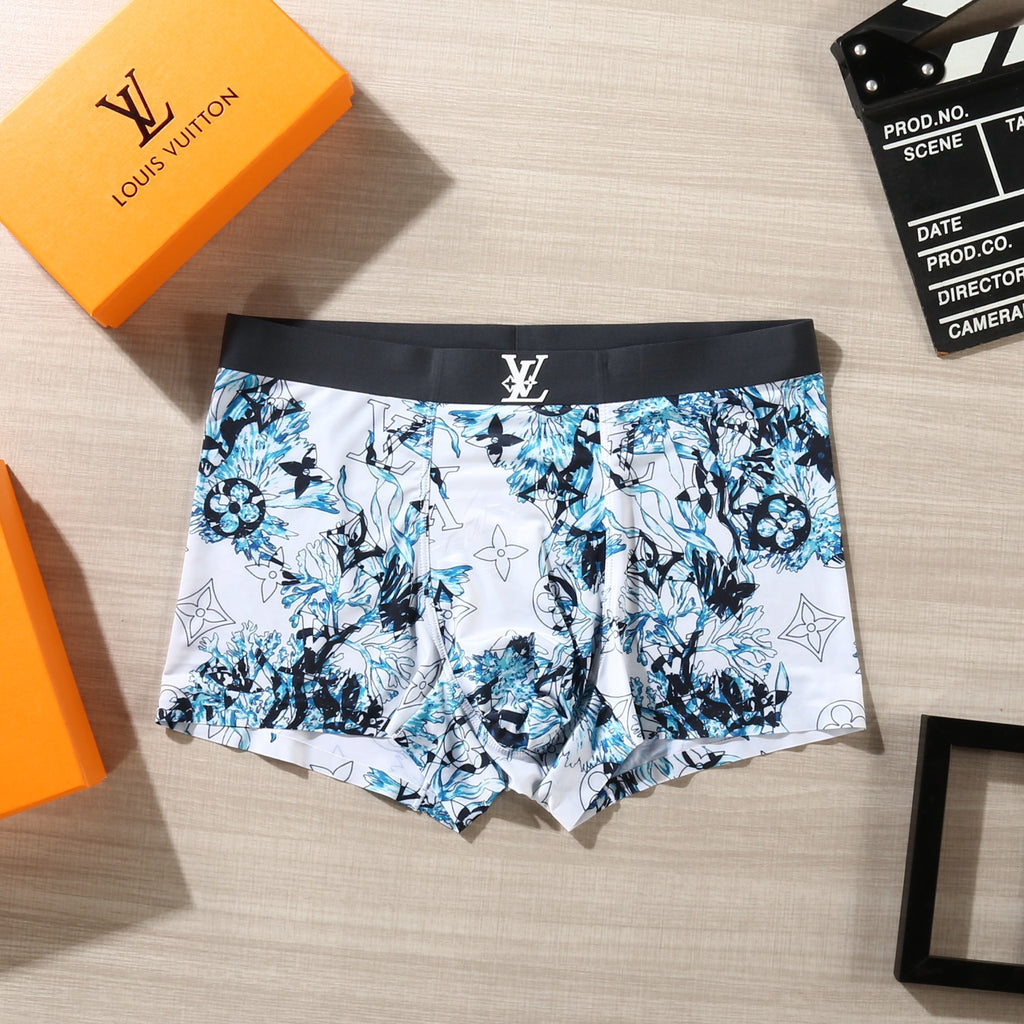 Louis Vuitton Floral And Initial Motifs Men's Boxer Briefs - 3-Piece Box