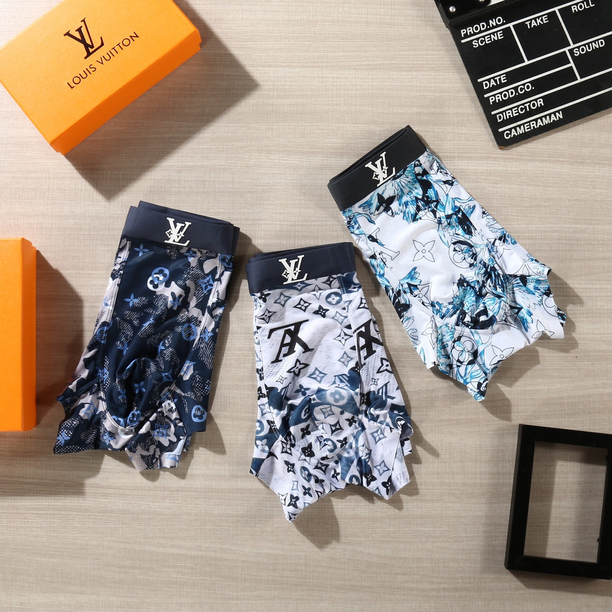 Louis Vuitton Floral And Initial Motifs Men's Boxer Briefs - 3-Piece Box