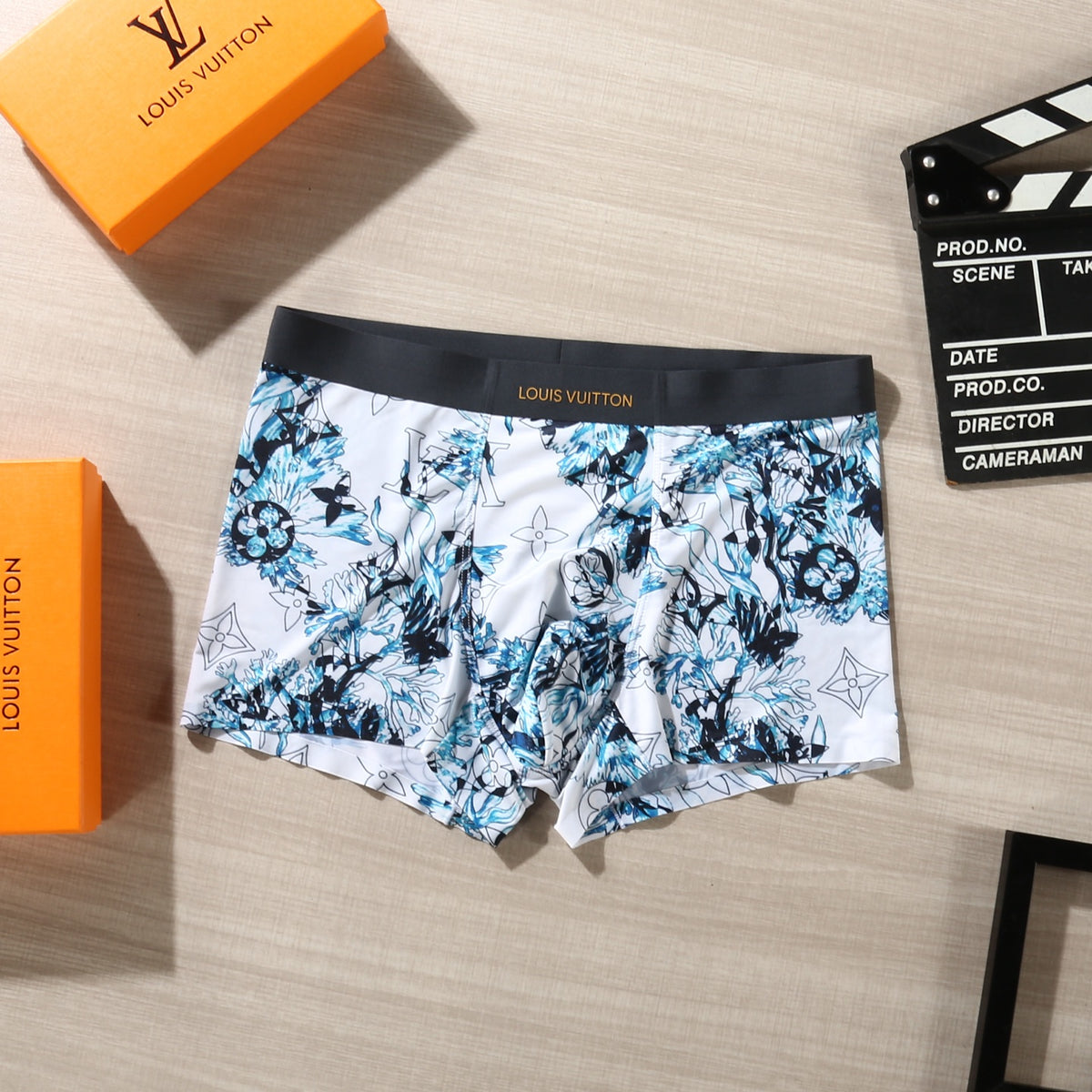 Louis Vuitton Floral And Initial Motifs Men's Boxer Briefs - 3-Piece Box