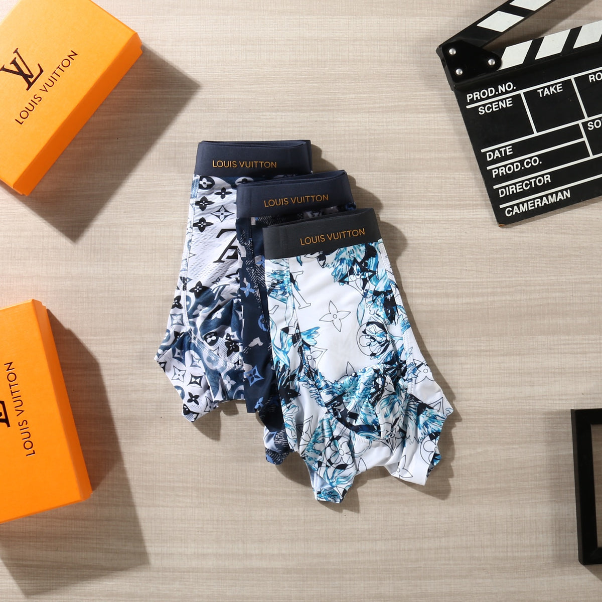 Louis Vuitton Floral And Initial Motifs Men's Boxer Briefs - 3-Piece Box