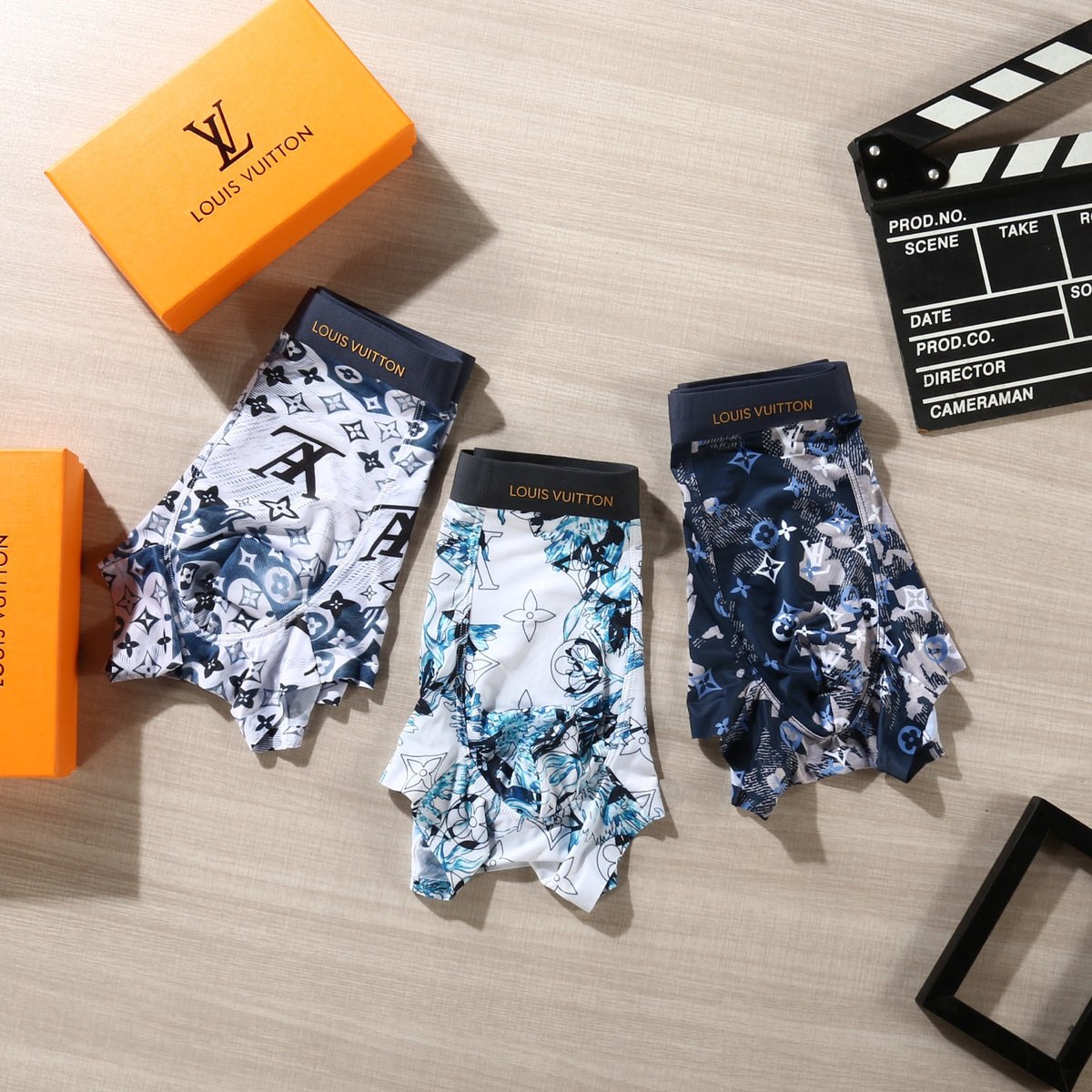 Louis Vuitton Floral And Initial Motifs Men's Boxer Briefs - 3-Piece Box