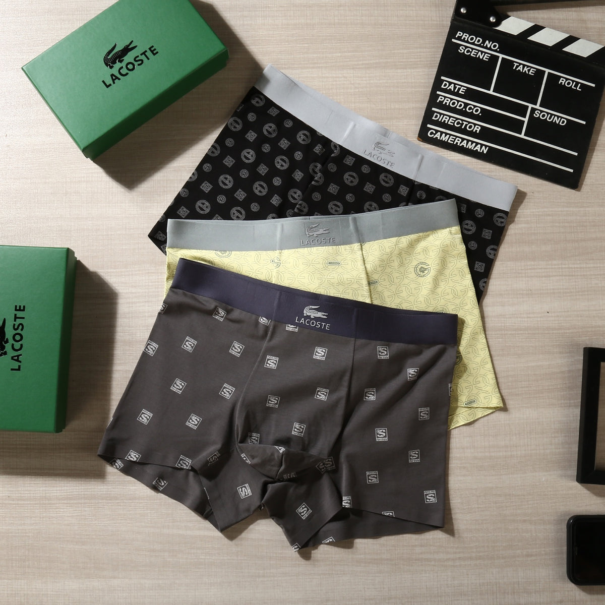 Lacoste Small Crocodile Details Men's Boxer Briefs - 3-Piece Box