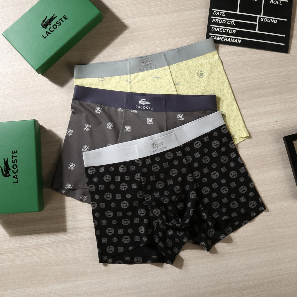 Lacoste Small Crocodile Details Men's Boxer Briefs - 3-Piece Box