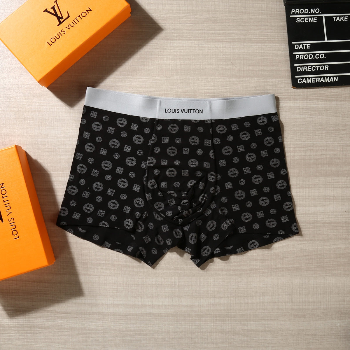 Louis Vuitton Checker-Pattern Boxer Briefs In Black, White And Men's Boxer Briefs - 3-Piece Box