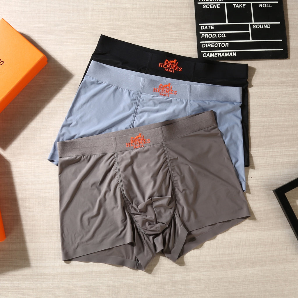Hermes Understated Waistband Details Men's Boxer Briefs - 3-Piece Box
