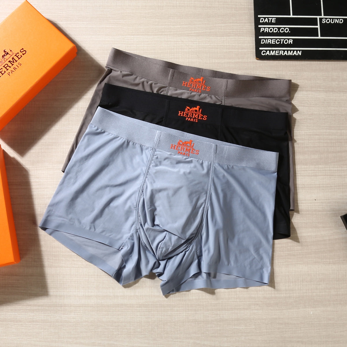 Hermes Understated Waistband Details Men's Boxer Briefs - 3-Piece Box