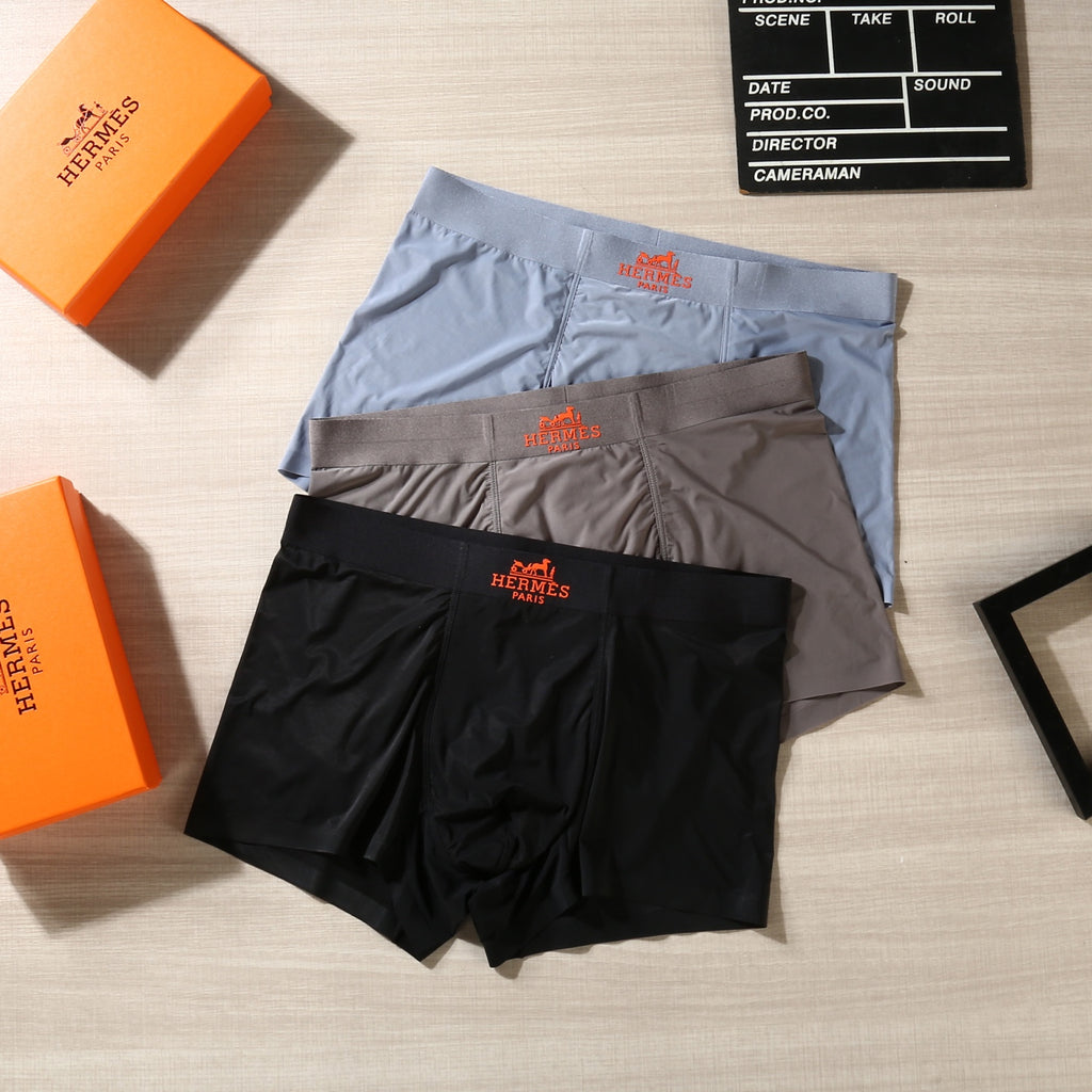 Hermes Understated Waistband Details Men's Boxer Briefs - 3-Piece Box
