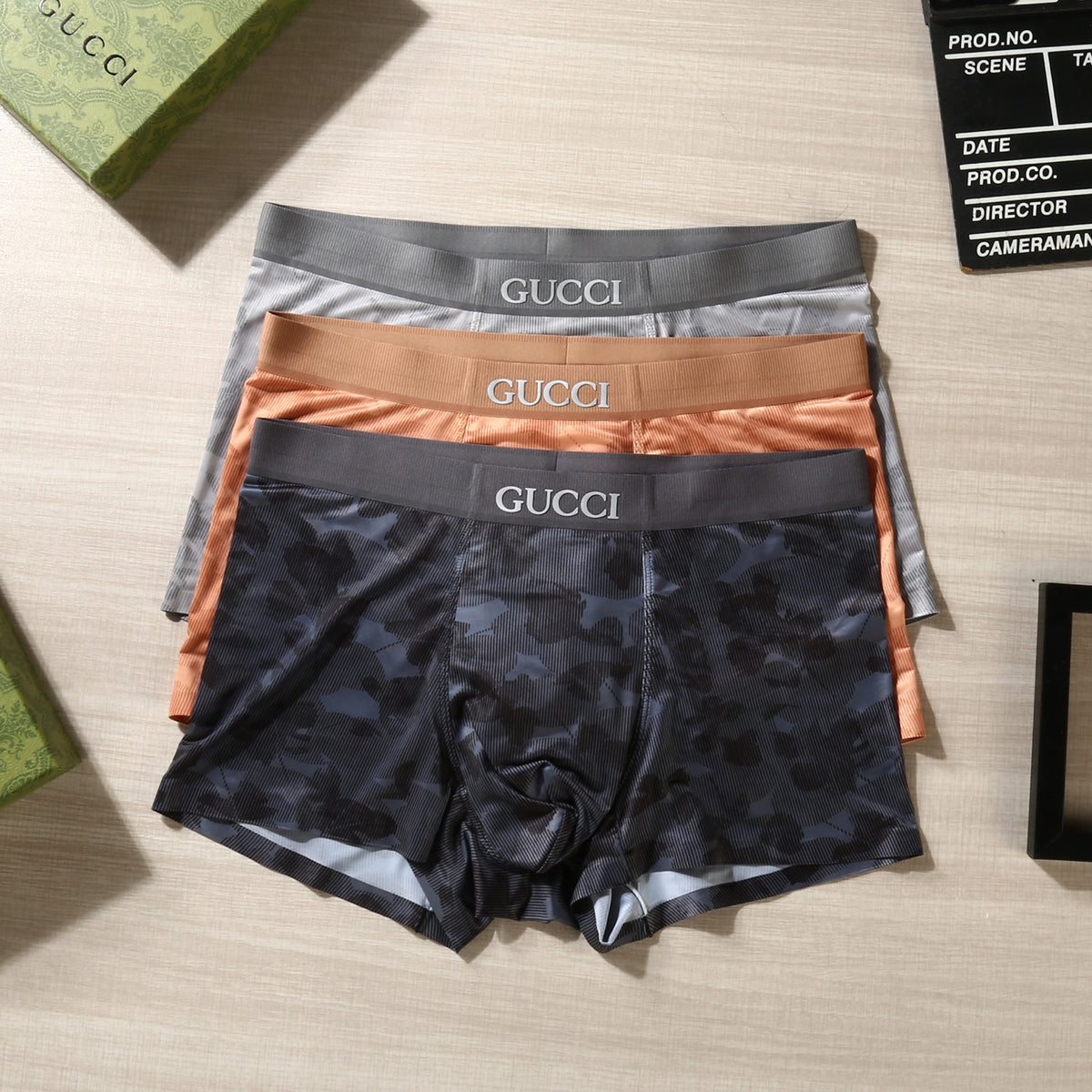 Gucci Tonal Logo Waistbands Men's Boxer Briefs - 3-Piece Box