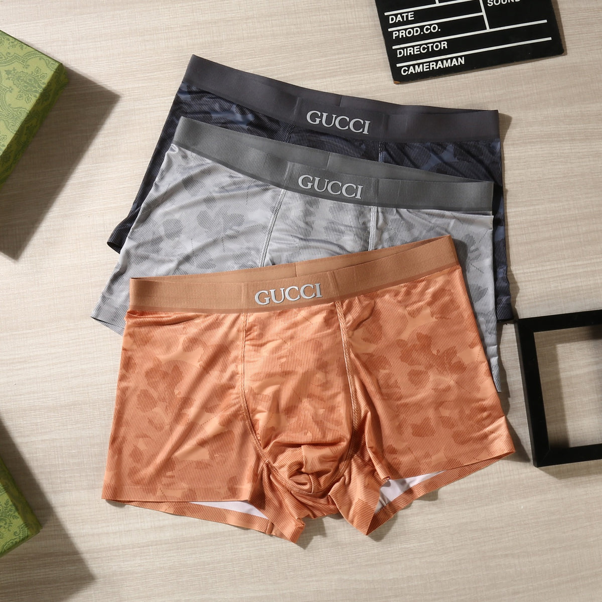 Gucci Tonal Logo Waistbands Men's Boxer Briefs - 3-Piece Box