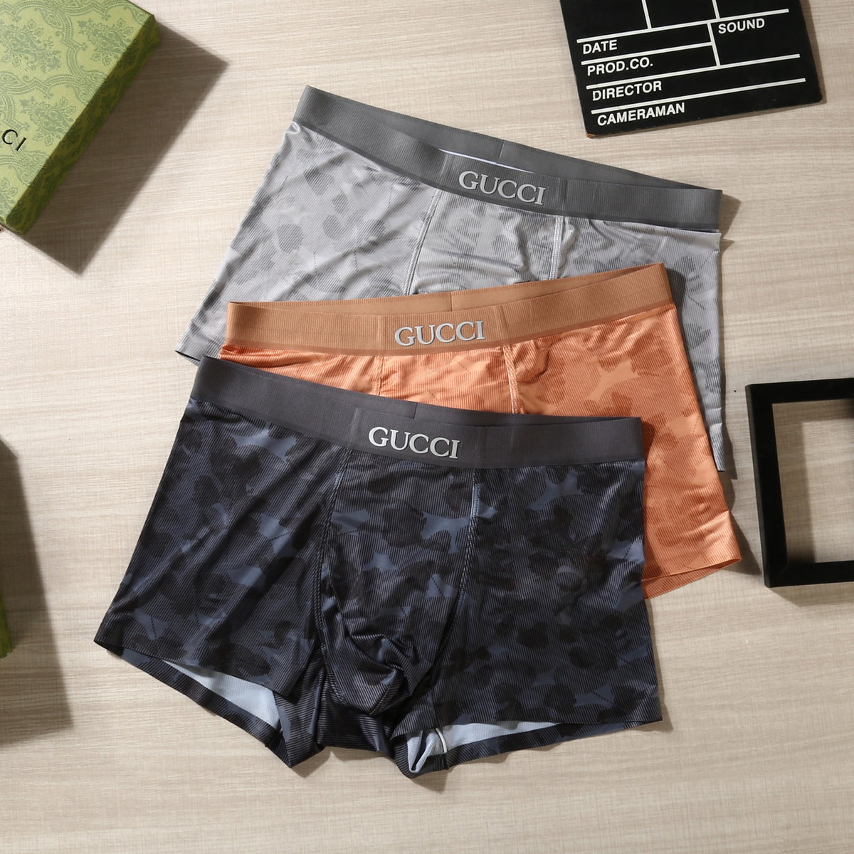 Gucci Tonal Logo Waistbands Men's Boxer Briefs - 3-Piece Box