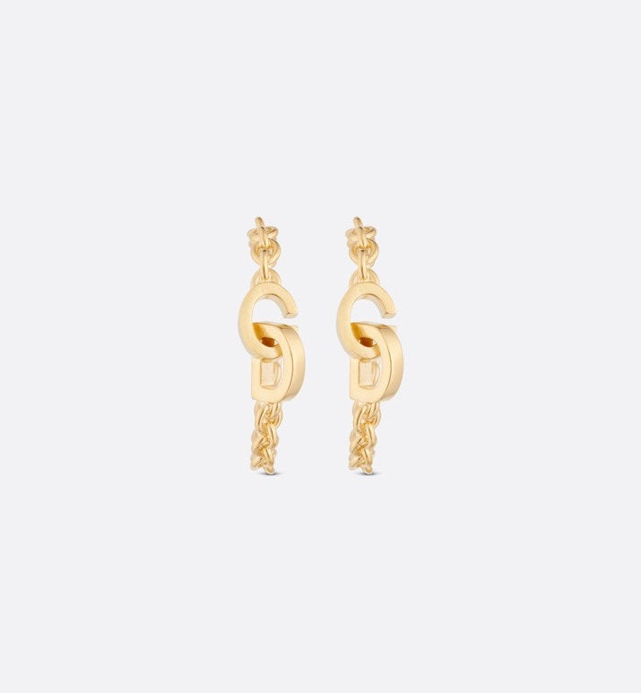 Pearl-Style Motif Statement Earrings in Polished Metal-Tone with Pearl-Style Detail – Design 001 front view