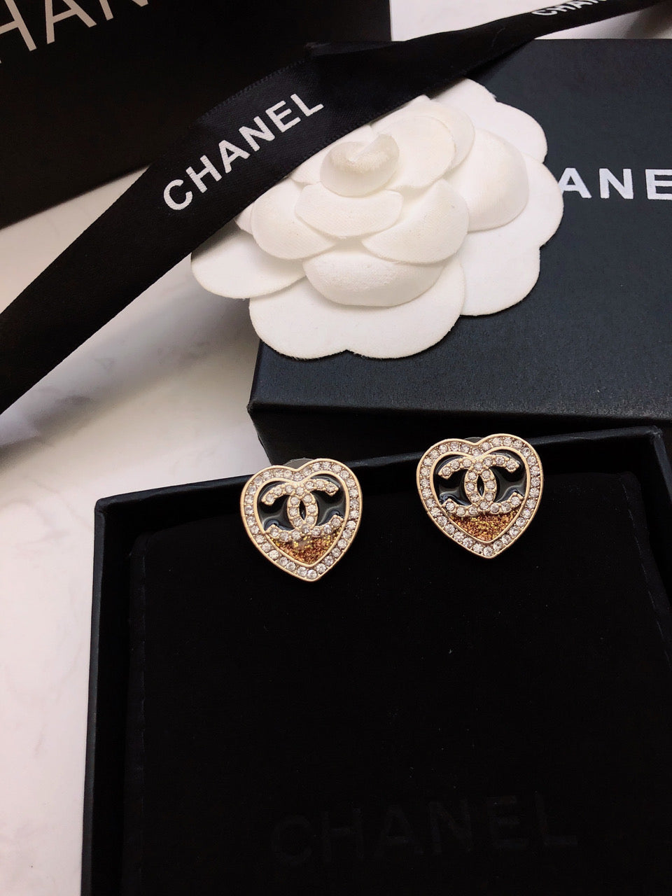 Heart Stud Earrings in Polished Metal-Tone – Heart Detail styled product view