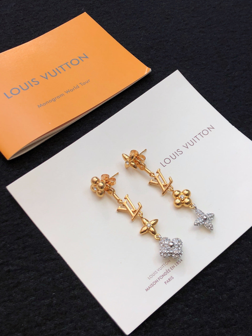Geometric Emblem Stud Earrings in Polished Metal-Tone – Design 012 styled product view
