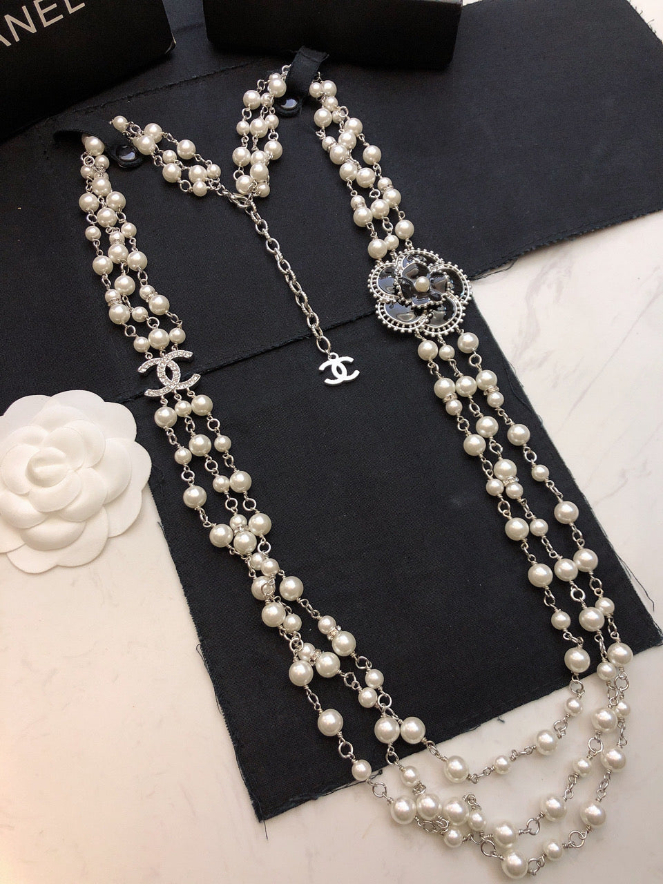 Camellia Pearl-Detail Pendant Necklace – Pearl Detail front product view