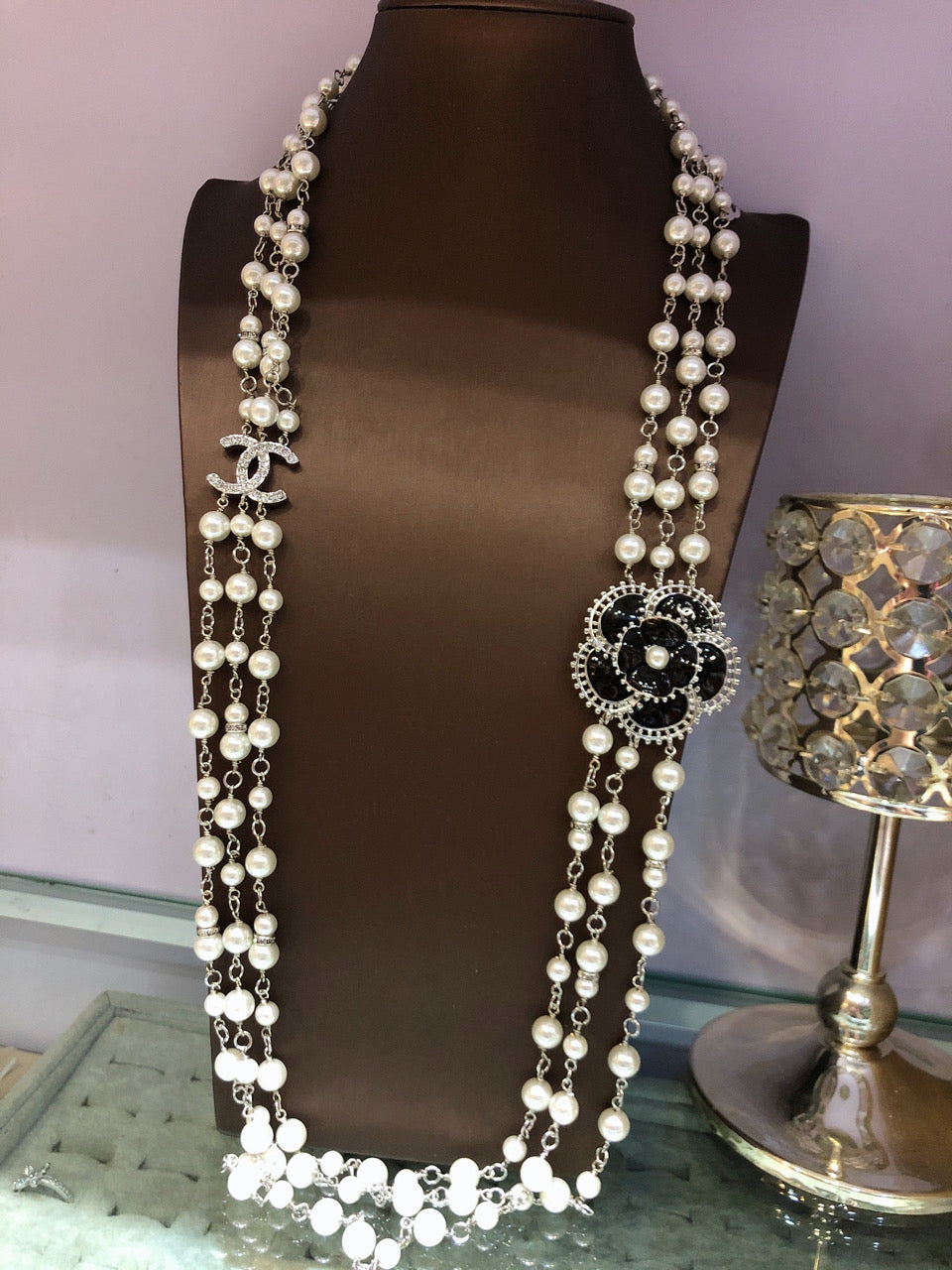 Camellia Pearl-Detail Pendant Necklace – Pearl Detail styled product view