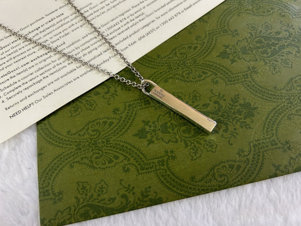 Geometric Emblem Pendant Necklace in Polished Metal-Tone – Design 004 front product view