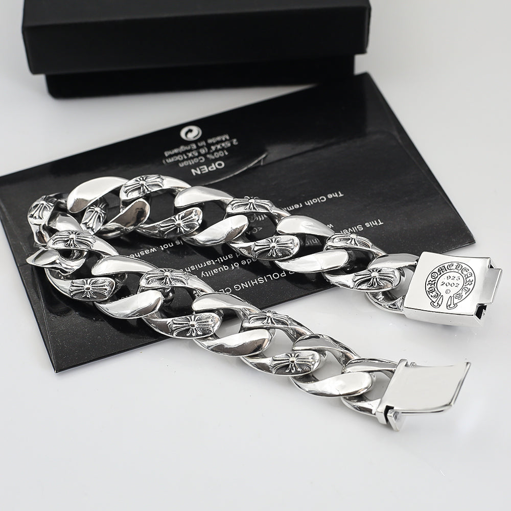 Cross Statement Bracelet in Metal-Tone – Design 13 detail view