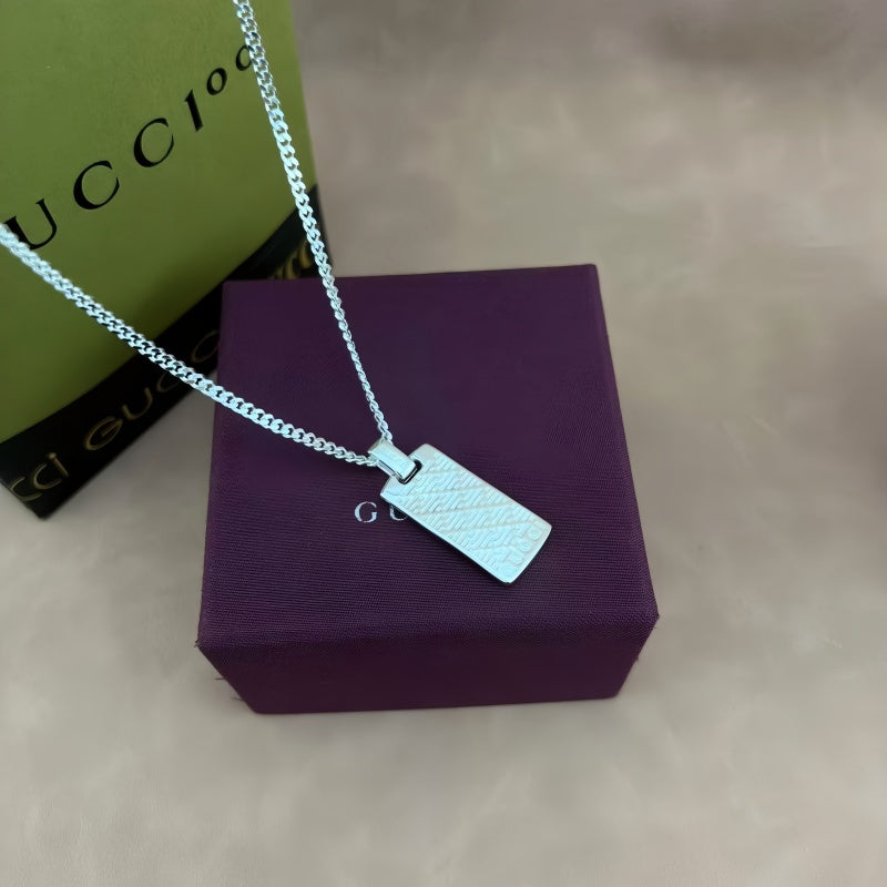 Geometric Emblem Pendant Necklace in Polished Metal-Tone – Design 012 close-up detail
