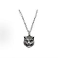 Tiger Head Pendant Necklace in Polished Metal-Tone main product view